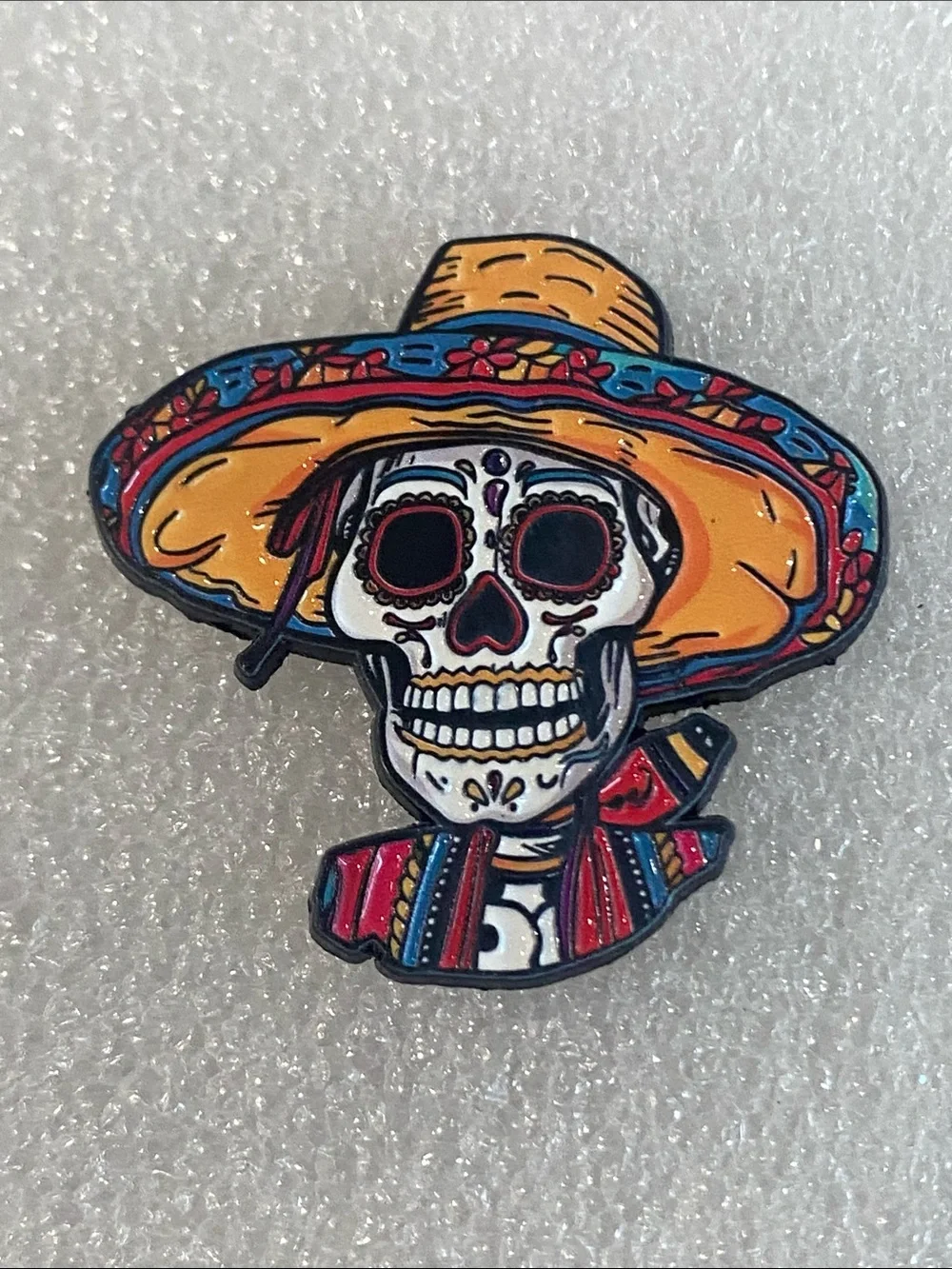 Day of the Dead Skull Pin with Yellow Sombrero